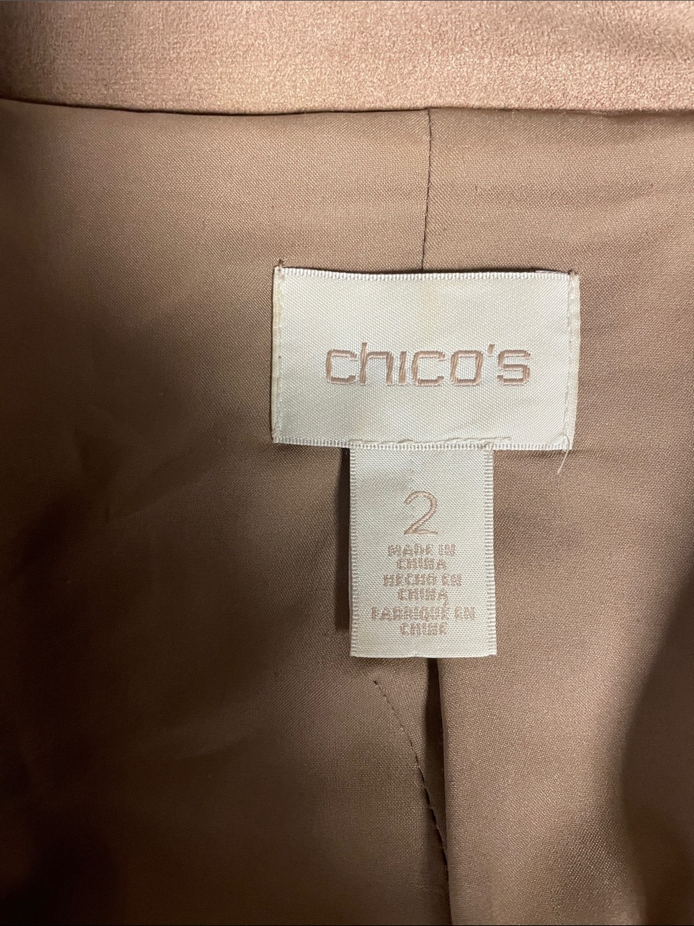 Chico's camel tan Suede-Look Single-Button Blazer - Picture 7 of 12